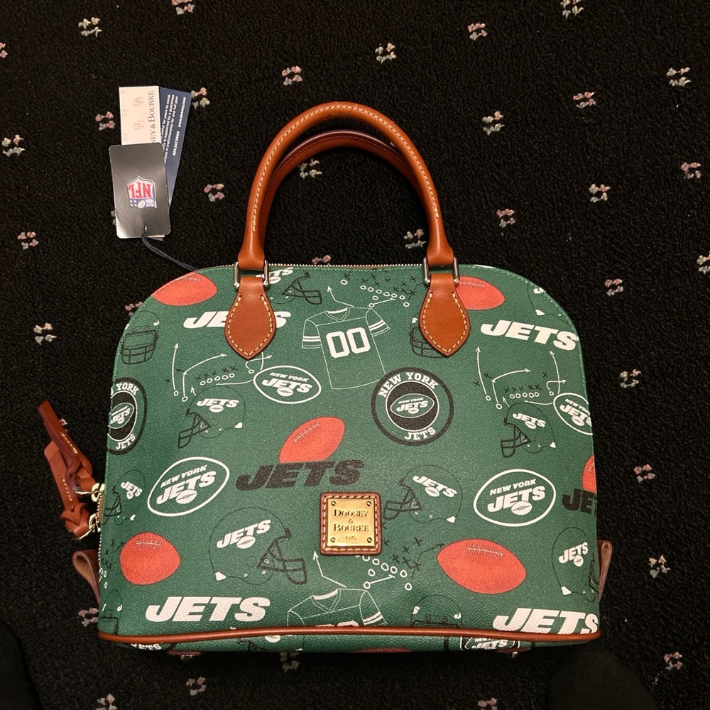 Dooney & Bourke Jets Green and Brown Satchel